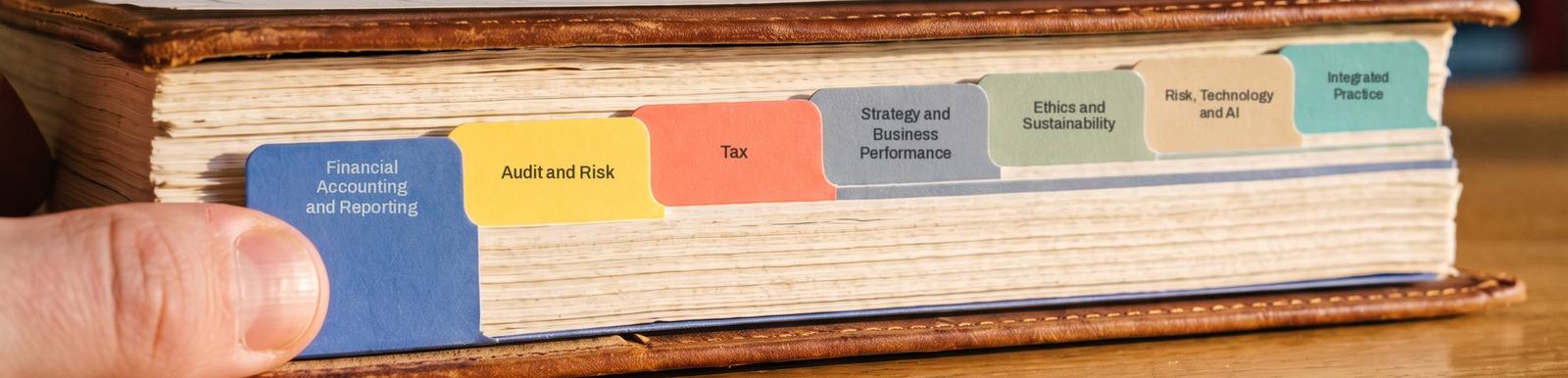 Coloured index tabs labelled with subject names along a ring binder